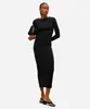 vestido midi feminino manga longa texturizado preto G