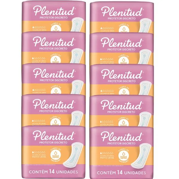 Kit 10 Protetores Diário Plenitud Femme Leve Com 14 Unidades