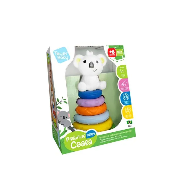 Pirâmide Baby Coala - Brinquedo Montessori de Empilhar 3214 - Toyer Brinquedos