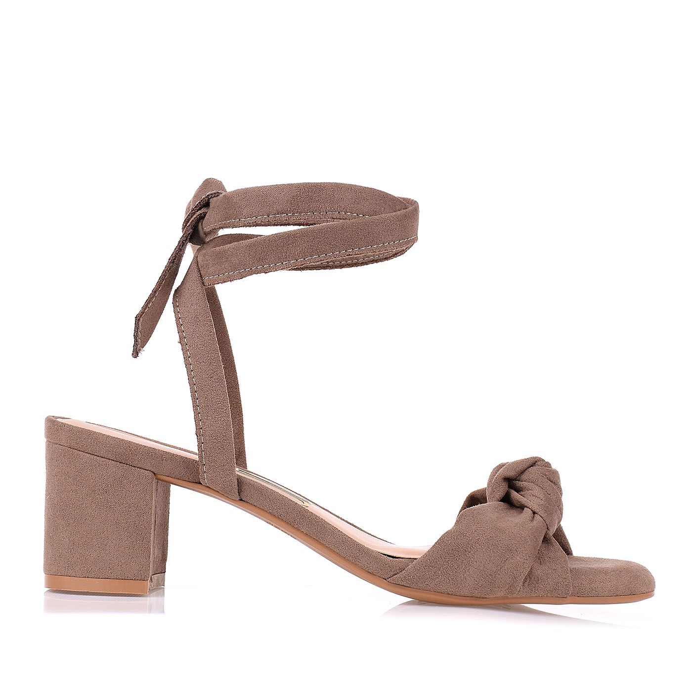 Sandália Salto Médio Suede Castor