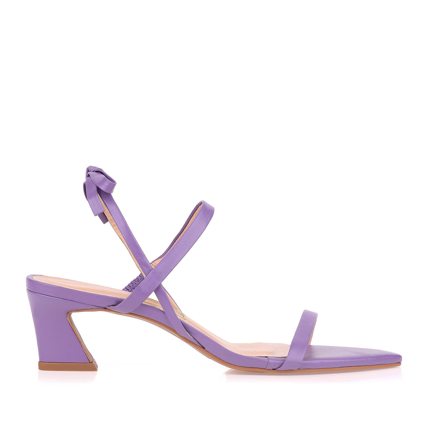 Sandália Salto Médio New Couro Lilac