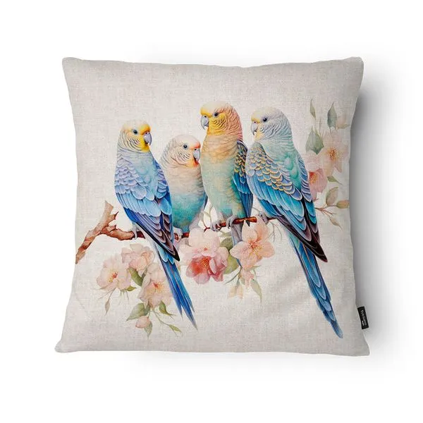 Capa Almofada Pássaros E Flores Microfibra 43x43cm PAS2401 - Tuti Gottô