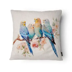 Capa Almofada Pássaros E Flores Microfibra 43x43cm PAS2401 - Tuti Gottô