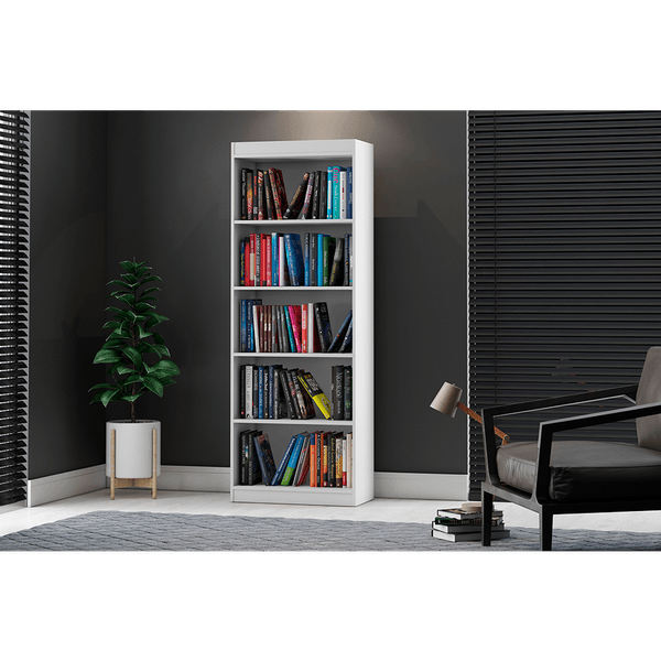 Estante Livreiro em MDP, 4 Prateleiras, Pintura UV - Encanto Branco