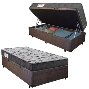 Cama Box Baú Solteiro Suede + Colchão De Espuma D33 - Sereneprime - 88cm Marrom