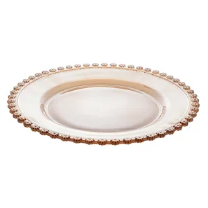 Sousplat Daisy, Cristal, 32cm, Âmbar - 28806