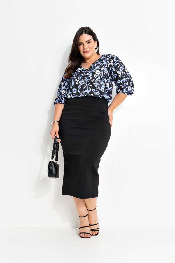 Blusa Floral Dark Azul GG