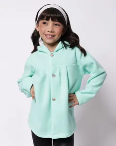 Casaco Infantil Boucle com Pregas e Capuz Verde 6