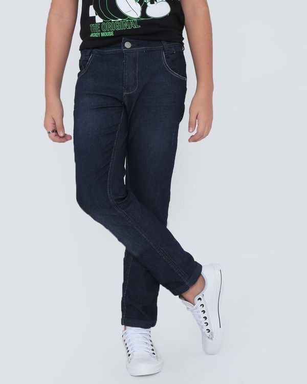 Calça Jeans Juvenil Básica Azul Escuro 14