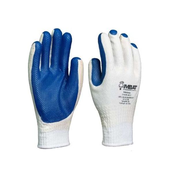 Luva Vulcanizada Azul 9 (g) para Proteção das Mãos em Operações Leves com Látex na Palma Azul Imbat Luva Vulcanizada Azul 9 (g) para Proteção das Mãos em Operações Leves Azul Imbat