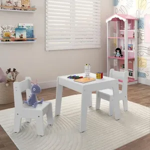Conjunto De Mesa Infantil Com 2 Cadeiras Mdf Helena Branco Brilho