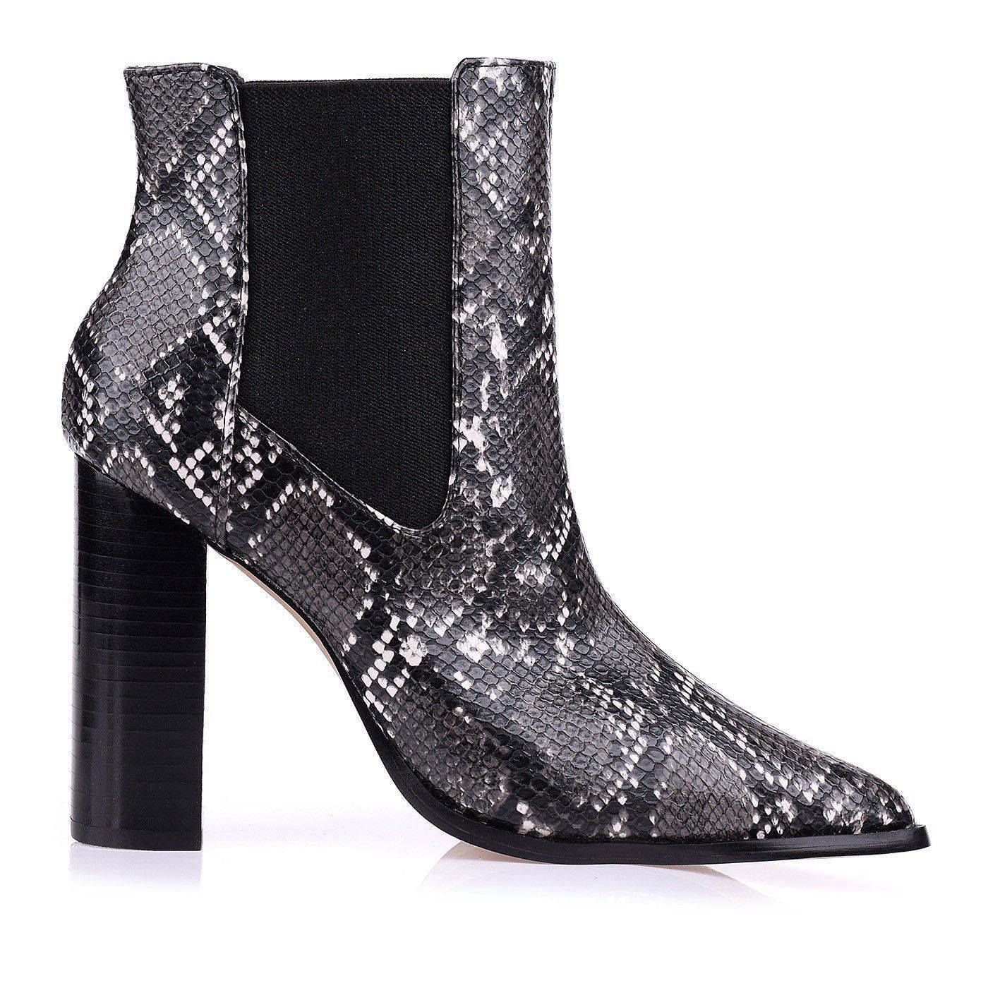 Bota Salto Alto Grosso Snake Off White