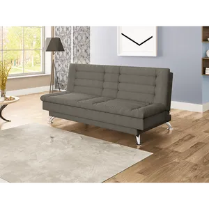 Sofá Cama 3 Lugares, Assento em Espuma D-26, Revestimento Suede, 4 Pés - Lucy Bege