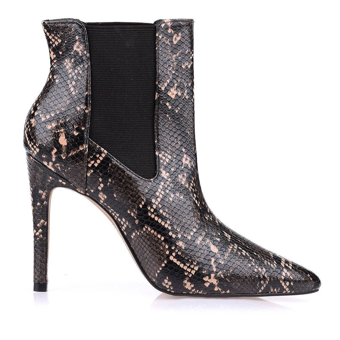 Bota Salto Alto Fino Snake Pele