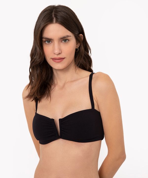 top decote v de poliamida com bojo removível proteção uv preto M