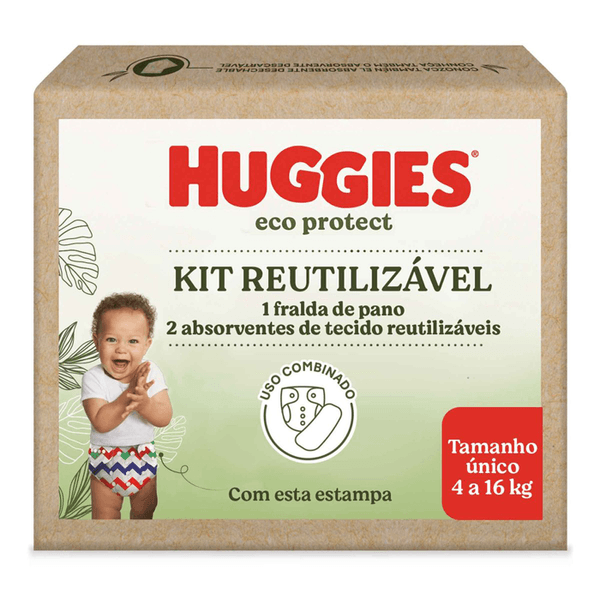 Kit Fralda Huggies Eco Protect Vermelha + 2 Absorventes Reutilizáveis Vermelho