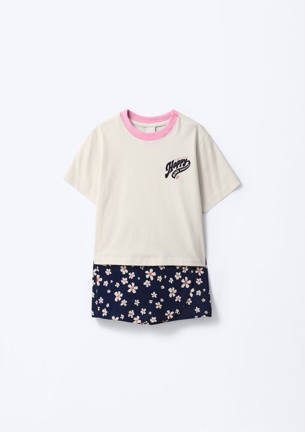 Conjunto Curto Infantil Menina Estampado - Off white 008