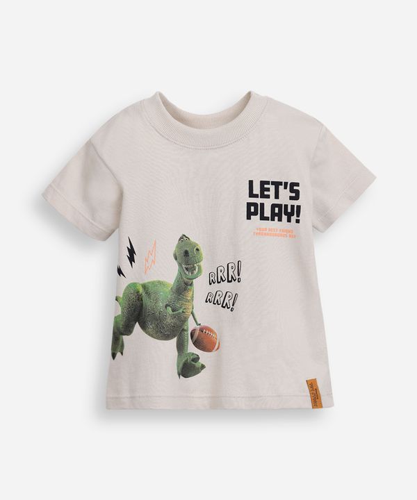 camiseta de algodão infantil manga curta dinossauro toy story bege 1