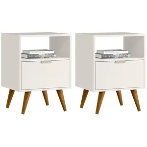 Kit 2 Mesas De Cabeceira Com 1 Gaveta 14050 Off White Crista