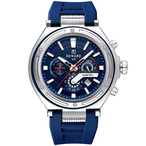 Relógio Masculino Design Robusto Esportivo De Quartzo 3bar à Prova D´agua Azul