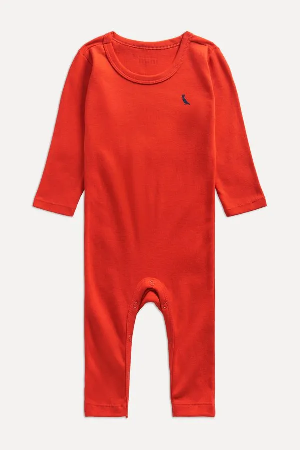 Macacao Pl Bebe Gota Pp Bordado Vermelho - 1