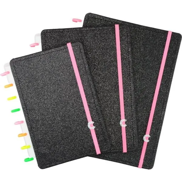 CADERNO INTELIGENTE GRANDE LETS GLITTER NEON BLACK