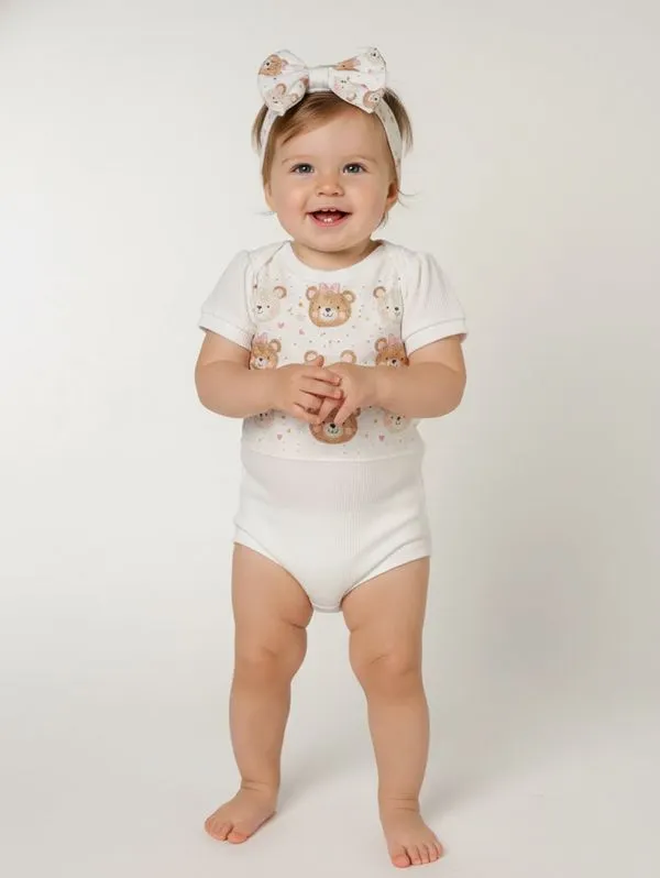 Body Malha Com Faixa Infantil Para Menina - OFF WHITE 3