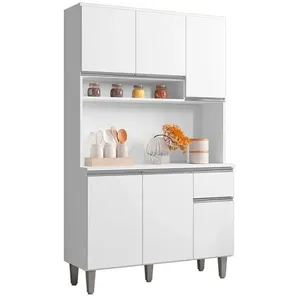 Kit Cozinha Compacta 6 Portas 105 Cm Marcia Branco Reajl Moveis Branco
