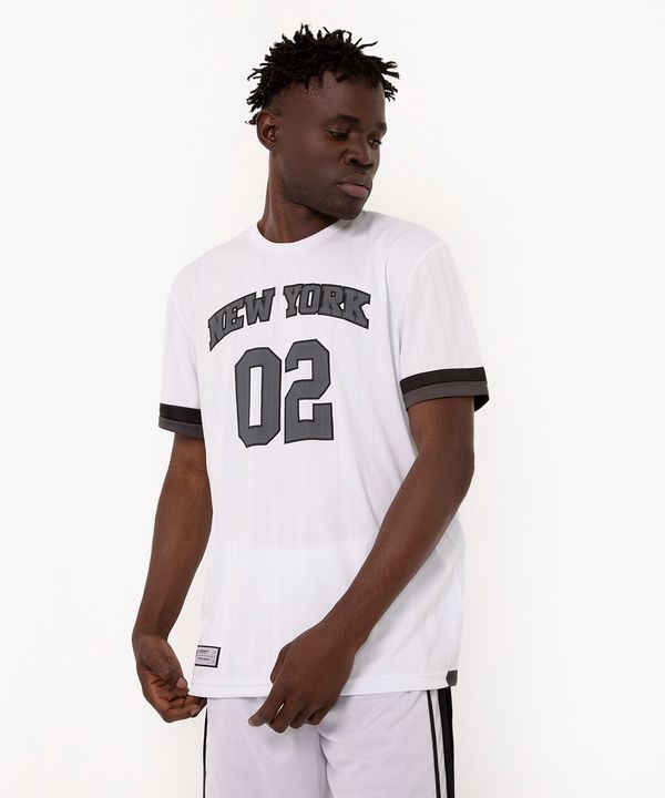 camiseta texturizada new york manga curta esportiva branca M