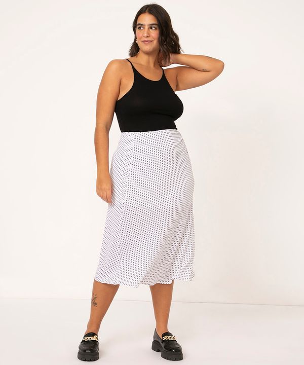 saia midi crepe poá off white 36
