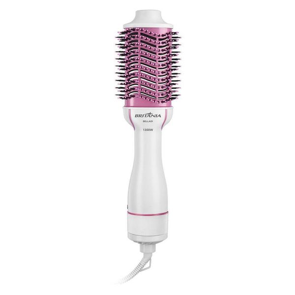Escova Secadora Britânia 1300W Branco Lilás Bivolt BELLA01 4 em 1 Nanocerâmica Íons Escova Secadora Britânia 4 em 1 1300W Bivolt BELLA01 Bivolt