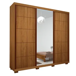 Guarda-Roupa Casal em MDF, 3 Portas, 4 Gavetas, Com Pés - Bom Pastor Marista Status Amendoa
