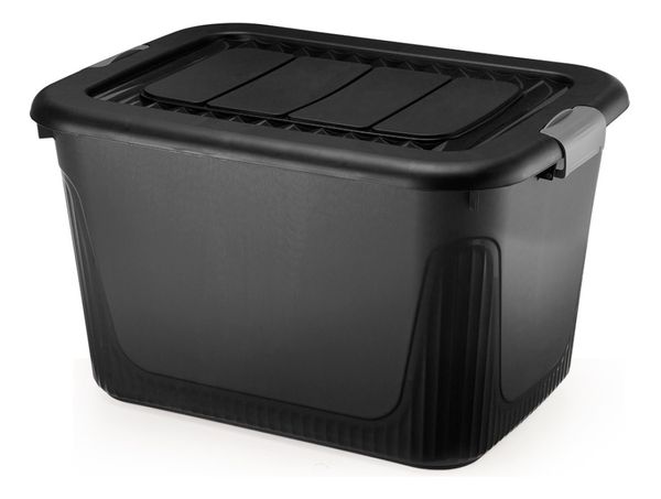 Caixa Organizadora Container 80 Trava/roda Plasnorthon Preto