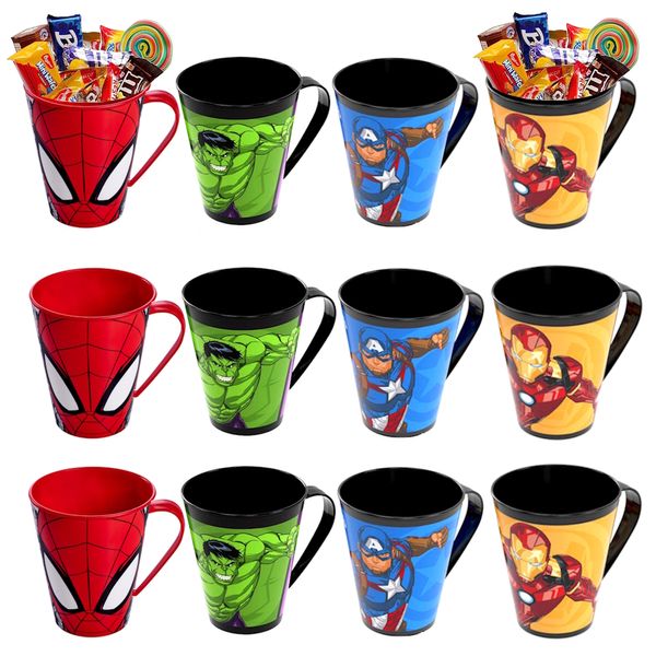 12 Canecas Homem Aranha Ferro Capitão América Hulk Festa Infantil p/ Sacola Surpresa