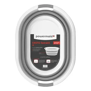 Balde / Cesto Multiuso Retrátil 26 Litros Plástico Branco/ Cinza 126033809165 - Powermaid
