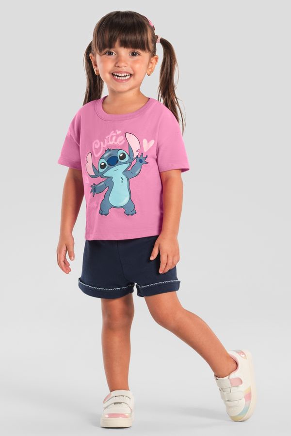 Blusa infantil menina do Stitch com glitter Brandili 2