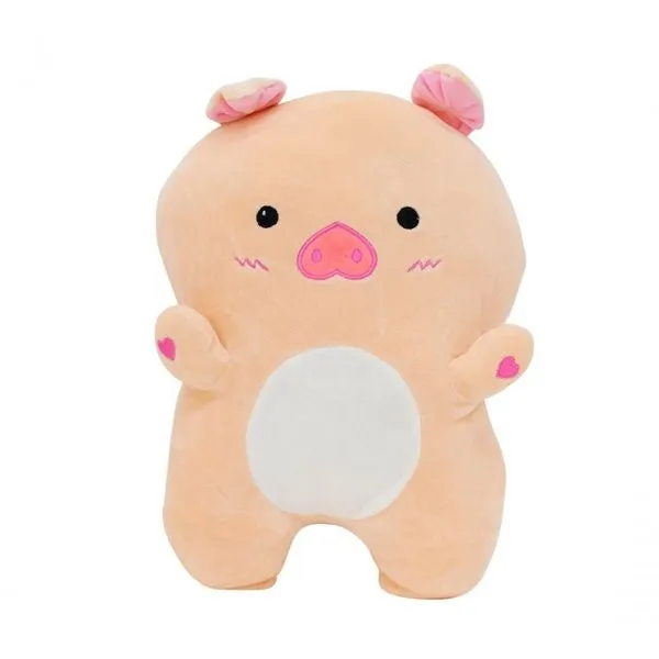 Almofada Formato Porco Bege Pelúcia 40 Cm