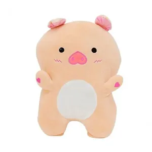 Almofada Formato Porco Bege Pelúcia 40 Cm