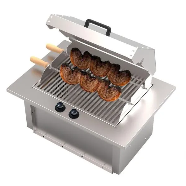 Churrasqueira Elétrica de Embutir Cooktop CHE 110V 3000W Aço Inoxidável com Grelha Argentina e Espetos Saro Churrasqueira De Embutir Saro Elétrica Che - 110v