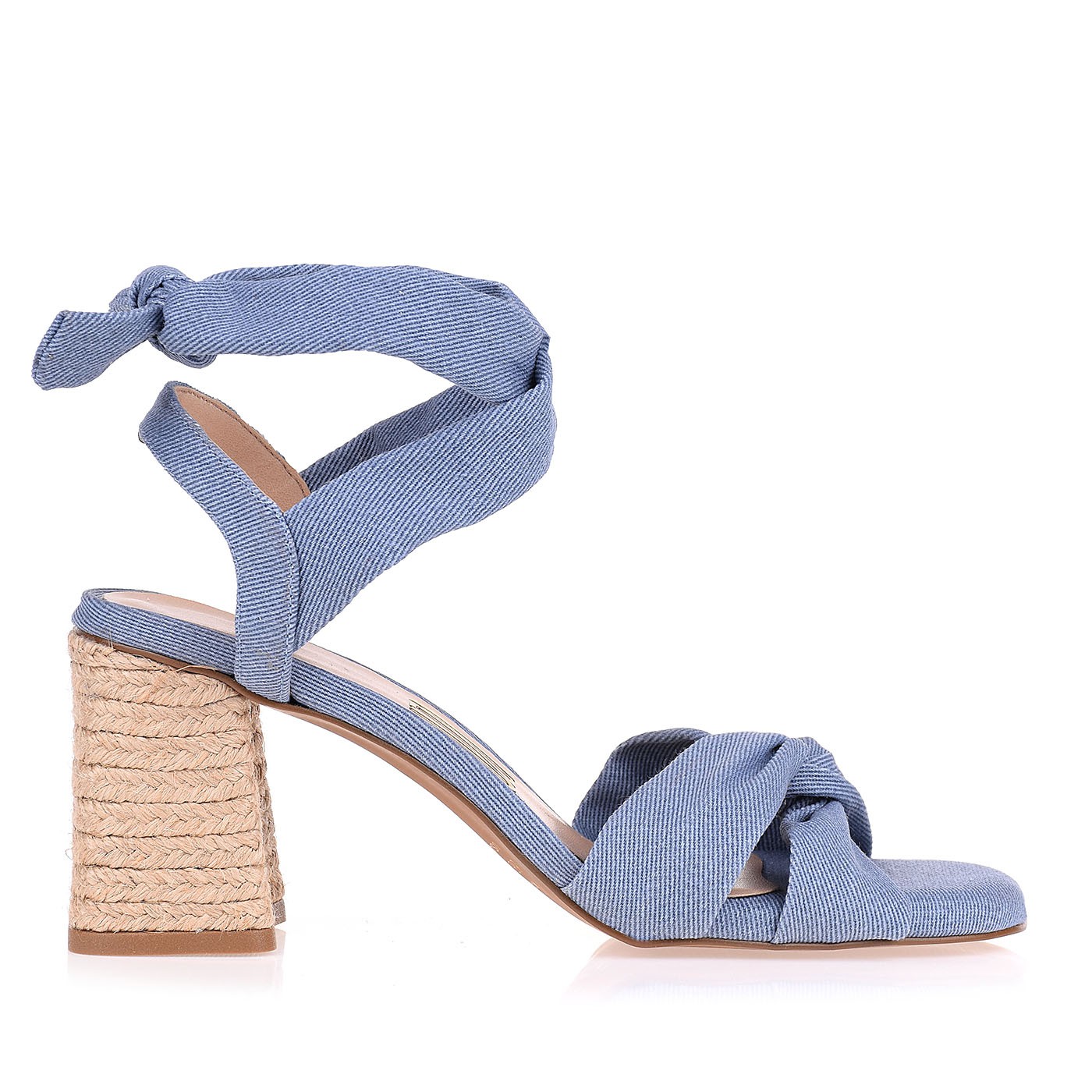 Sandália Salto Médio Jeans Denim