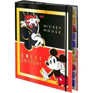 Fichário Universitário Argolado com Elástico Dac 4403 48 Folhas 10 Divisórias Tema Mickey Mouse Disney Preto Fichário Universitário Argolado com Elástico Dac 4403 48 Folhas Tema Mickey Mouse Disney Preto