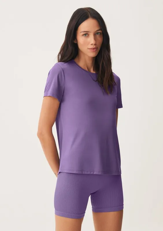 Camiseta Esportiva Básica Feminina Proteção UV - Roxo P