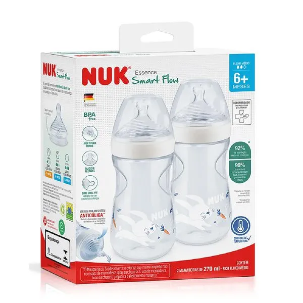 Kit Mamadeira Essence Smart Flow 270ml 2und Branca Nuk