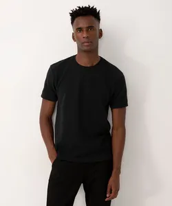 camiseta slim texturizada manga curta gola careca verde escuro M