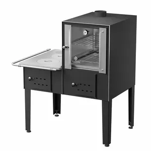 Forno Acoplado a Lenha 4 Bocas Elevare Industrial N°01 Esquerdo Preto com Chapa de Alumínio 100L Forno Acoplado a Lenha 4 Bocas Elevare Industrial N°01 Esquerdo Preto 100L