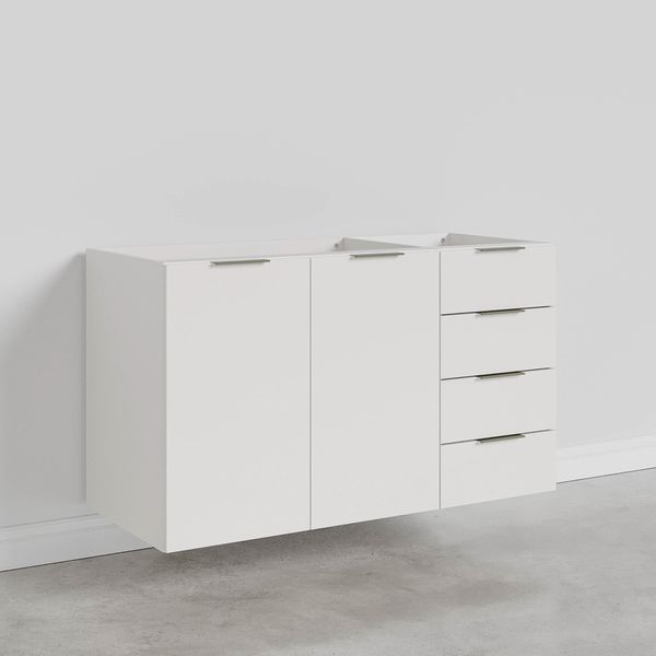 Balcão Pia 2 Portas 4 Gavetas sem Tampo Ipanema CabeCasa MadeiraOriginals Branco