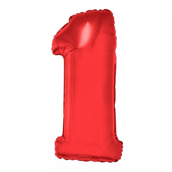 Balão Metalizado Número 1 Vermelho 1 Metro em Poliamida Metal Funny Fashion Balão Metalizado Número 1 Vermelho 1 Metro Funny Fashion