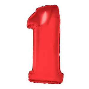 Balão Metalizado Número 1 Vermelho 1 Metro em Poliamida Metal Funny Fashion Balão Metalizado Número 1 Vermelho 1 Metro Funny Fashion