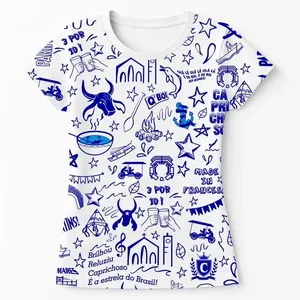 Baby Look Gibi Q'Boi Caprichoso Branco E Azul M (MP)