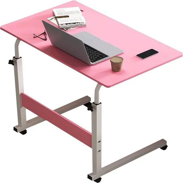 Mesa Rosa Ajustável Com Rodinhas Para Notebook Escrivaninha Quarto Menina